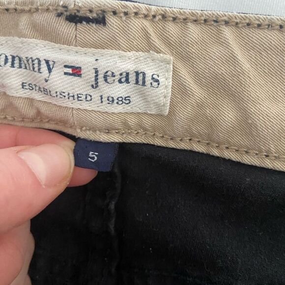 Vintage Tommy Flare Jeans Black Y2K Low Rise Denim Festival Emo Western Cargo 5 - Picture 11 of 15